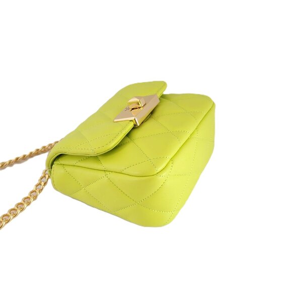 Kate Spade KJ956 Carey Smooth Quilted Micro Flap Crossbody Handbag Lime Slush - Picture 6 of 7